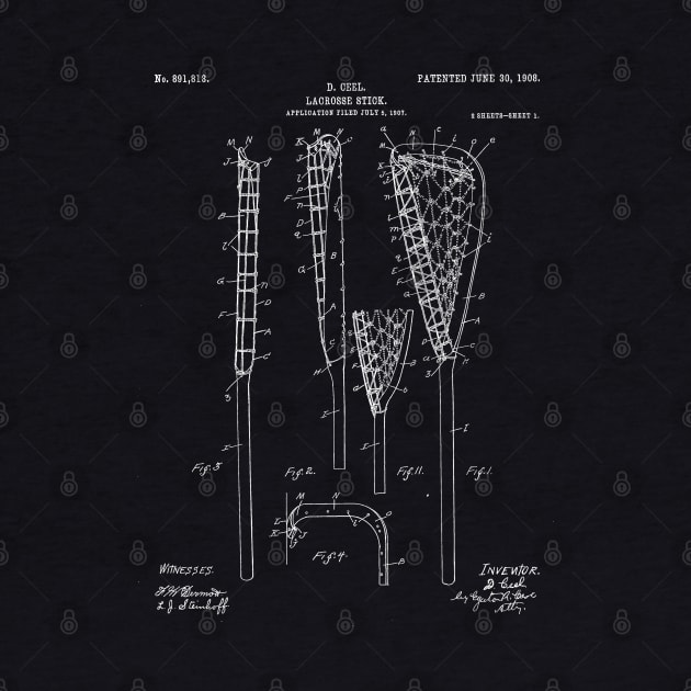 Lacrosse Stick Patent - Lacrosse Player Art - Blueprint by patentpress